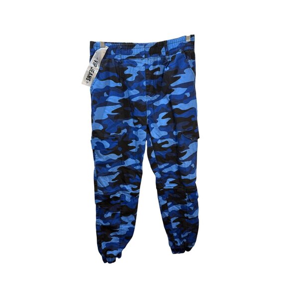 Blue Camo Cargo Jogger Pants By VIP Jeans Size 13/31 With Elastic Waist & Pocket - Picture 1 of 16